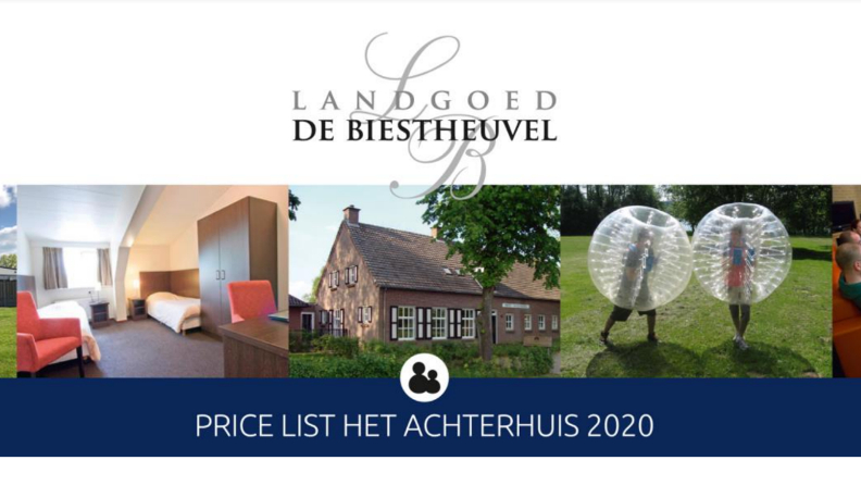 Preisliste 2020 für Landgoed de Biestheuvel - Urlaub barrierefrei