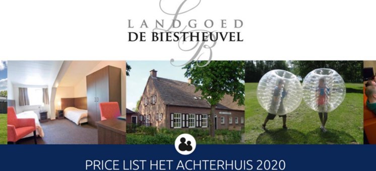 Preisliste 2020 für Landgoed de Biestheuvel - Urlaub barrierefrei