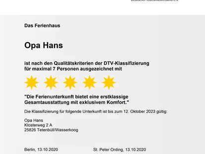 Rollstuhlgerechte Unterkunft - Büsum - 5 Sterne Auszeichnung - Ferienhaus Opa Hans