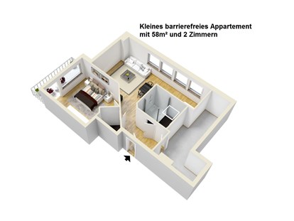 Rollstuhlgerechte Unterkunft - barrierefrei zertifiziert - Allgäu / Bayerisch Schwaben - Grundriss Appartement - Barrierefreies Appartement in Pfronten