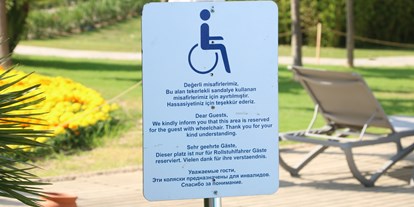 Rollstuhlgerechte Unterkunft - Barrierefreiheit-Merkmale: Für Gäste mit Gehbehinderung oder Rollstuhlfahrer - Türkei - Hinweis - Barut Lara