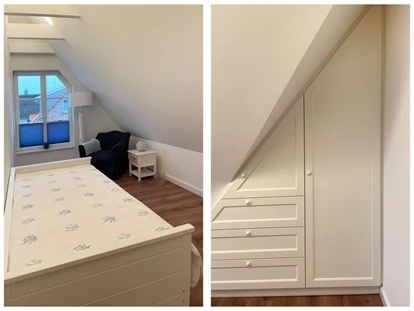 Rollstuhlgerechte Unterkunft - Unterkunftsart: Ferienhaus - kleines Schlafzimmer (Ausziehbett) OG Reethaus Barkley - Reethaus Barkley