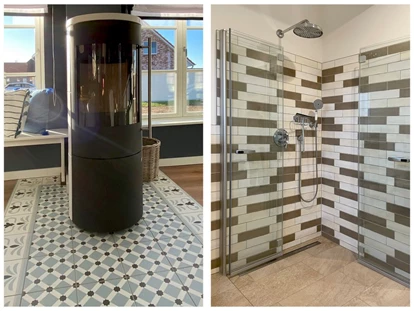 Rollstuhlgerechte Unterkunft - Unterkunftsart: Ferienhaus - Kamin/ Dusche EG Reethaus Barkley - Reethaus Barkley