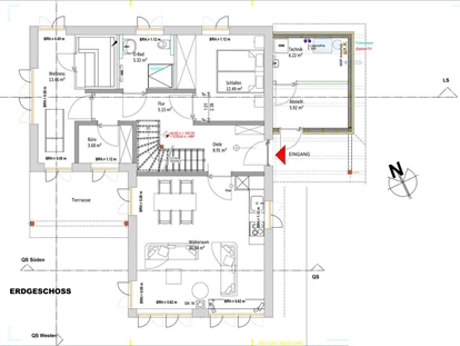 Rollstuhlgerechte Unterkunft - Unterkunftsart: Ferienhaus - Grundriss EG Reethaus Barkley - Reethaus Barkley