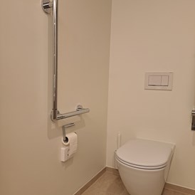 Rollstuhl-Urlaub: WC mit Haltegriff rechts - freiraum Apartments