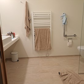 Rollstuhl-Urlaub: Badezimmer mit Handtuch-Heizkörper - freiraum Apartments
