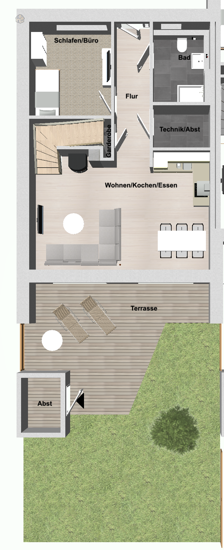 Rollstuhl-Urlaub: Grundriss EG - Haus Fichte