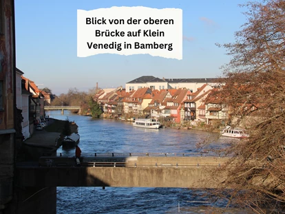 Rollstuhlgerechte Unterkunft - Pflegebett - Blick von der oberen Brücke auf Klein Venedig in Bamberg - Unser Schwalbennest