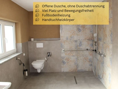 Rollstuhlgerechte Unterkunft - Pflegebett - Badezimmer, barrierefrei und rollstuhlgerecht - Unser Schwalbennest