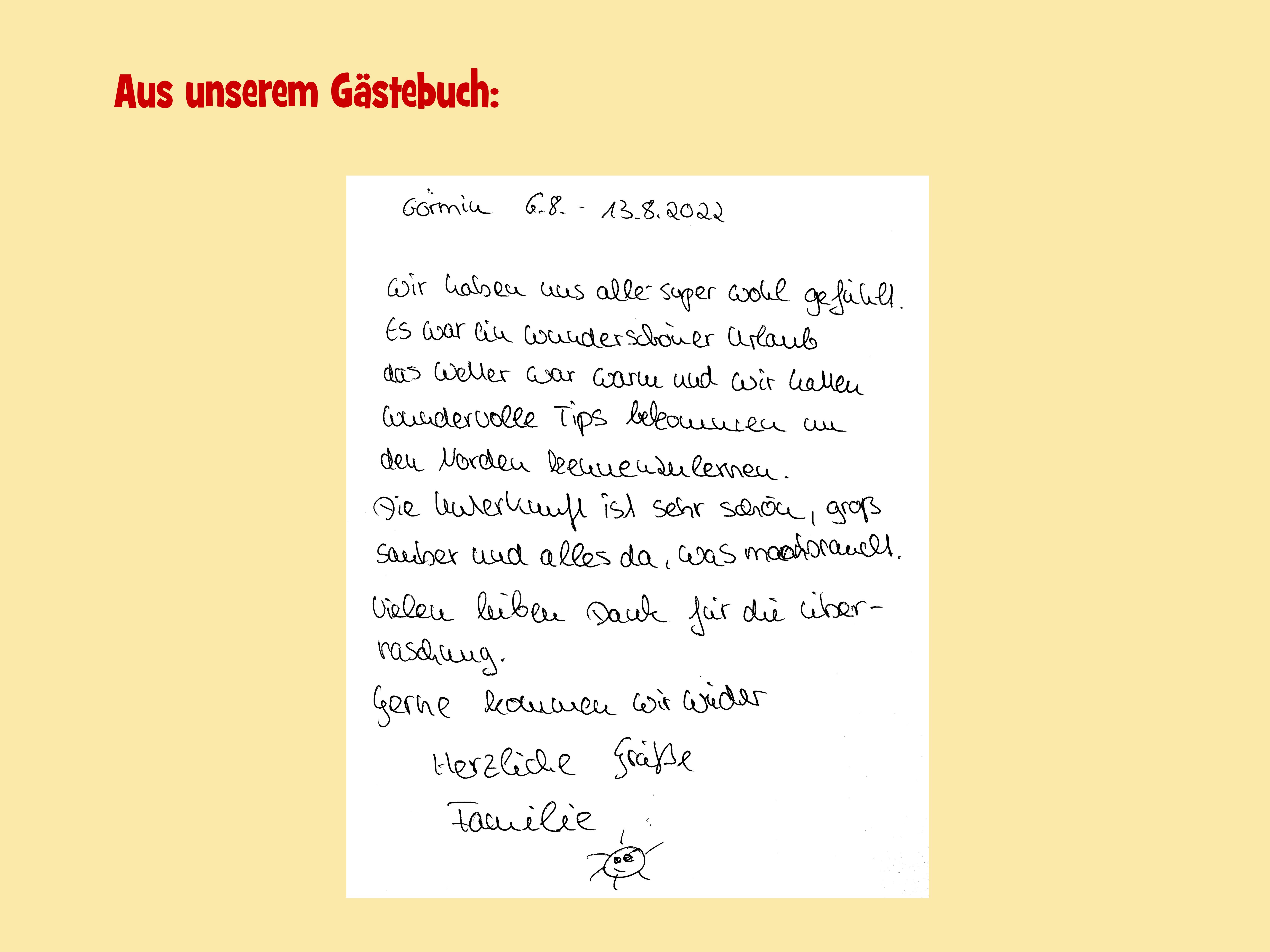 Rollstuhl-Urlaub: Aus unserem Gästebuch - Barrierefreie Ferienwohnung Godhans