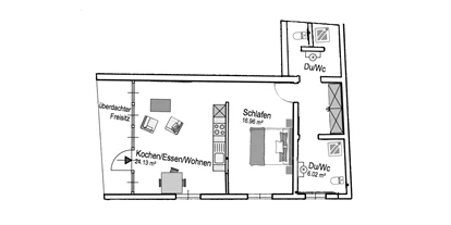 Rollstuhlgerechte Unterkunft - Unterkunftsart: Ferienhaus - Grundriss Gartenhaus - Senhalser Höfe - Apartment Gartenhaus