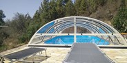 Rollstuhlgerechte Unterkunft - Schwimmbad - Poolterrasse und abdeckbarer, beheizter Pool - Villa Finca Tijarafe mit beheiztem Pool - barrierefreier Eingang