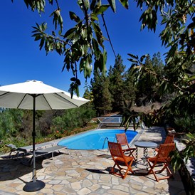 Rollstuhl-Urlaub: Poolterrasse - Villa Finca Tijarafe mit beheiztem Pool - barrierefreier Eingang