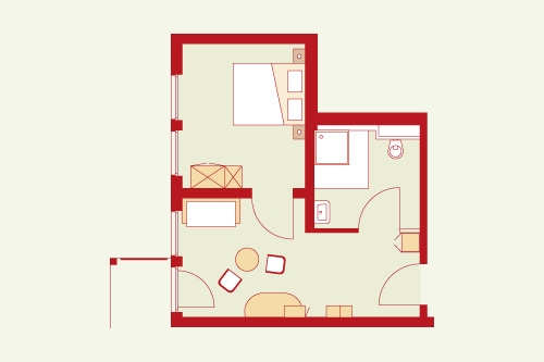 Rollstuhlgerechte Unterkunft - Doppelzimmer Komfort Grundriss - Familien- & Gesundheitshotel Villa Sano