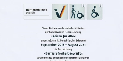 Rollstuhlgerechte Unterkunft - Unterkunftsart: Ferienhaus - Urkunde Barrierefreiheit geprüft - Reisen für alle - Ferienhaus Amelsberg
