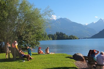 Rollstuhl-Urlaub: Maishofener Freibad am See gratis für Gäste - Villa Mandl bei Zell am See Pool Sauna Hunde erl. Rollstuhlgängig
