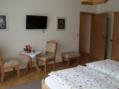 Rollstuhl-Urlaub: zusätzliches TV im Doppelzimmer mit Pflegebet - Barrierefreie Ferienwohnung LAVENDEL mit Moselblick