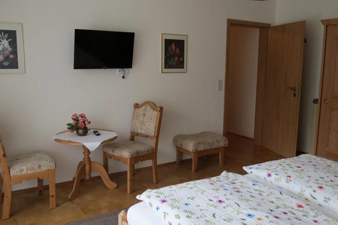 Rollstuhl-Urlaub: zusätzliches TV im Doppelzimmer mit Pflegebet - Barrierefreie Ferienwohnung LAVENDEL mit Moselblick