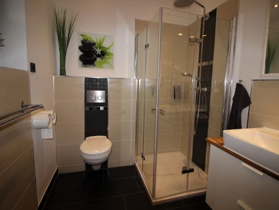 Rollstuhl-Urlaub: Gäste WC mit Dusche im Erdgeschoss - DAS schwerstbehindertengerechte "Haus Felix" - 5-Sterne