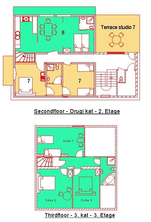 Rollstuhl-Urlaub: 2. + 3. Stock - DeltaS 1  - DeltaS Studios und Apartments - Rollstuhl und Behindertengerechte Studios und Apartments Rab - Kroatien